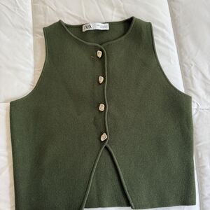 Zara Olive Green Knit Vest
